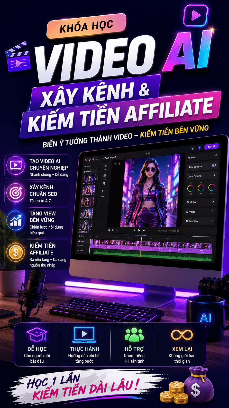 Ảnh bìa Cỗ Máy In Tiền: Xây Landing Page Bằng AI Cho Người Mới